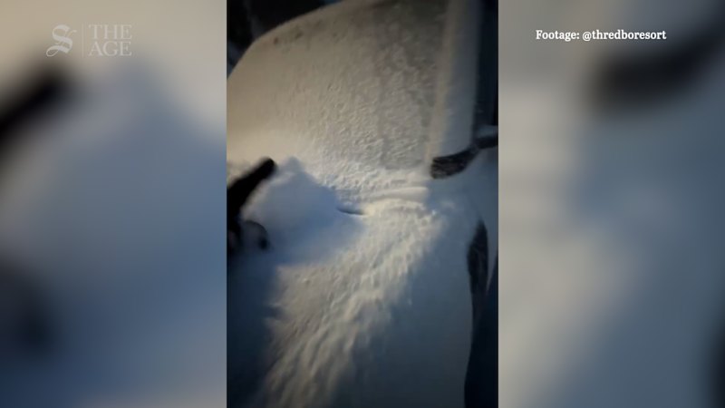 Snow falls at Thredbo in the Snowy Mountains