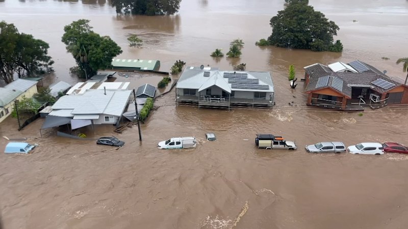 Floods in Taree, NSW, from above