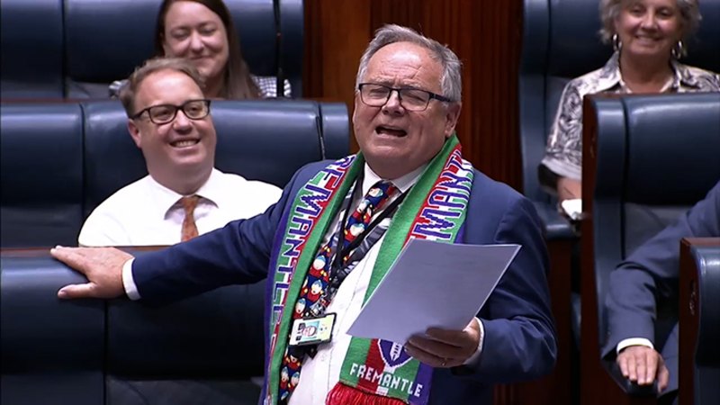 David Templeman performs his end-of-year song in parliament