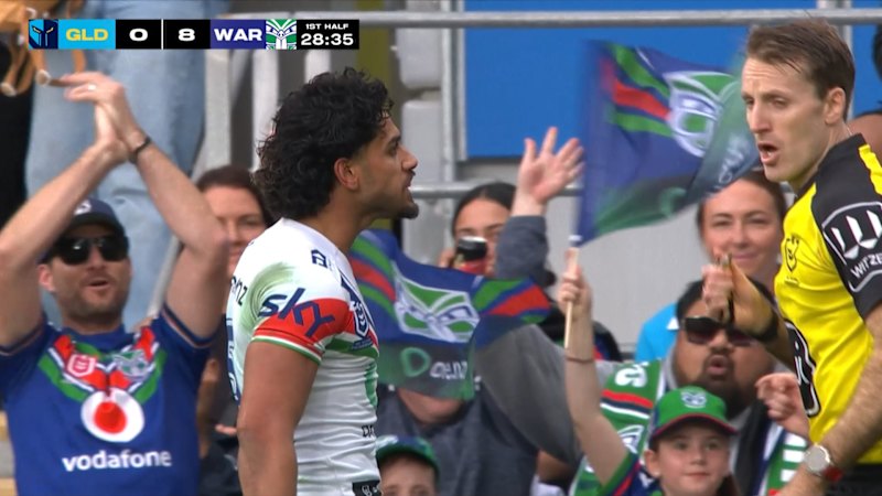 Warriors winger Alofi Khan-Pereira scores against former club Titans