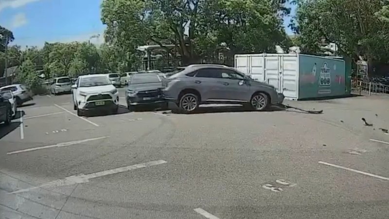 Footage shows 'drunk' driver hitting multiple cars before being arrested in toilet