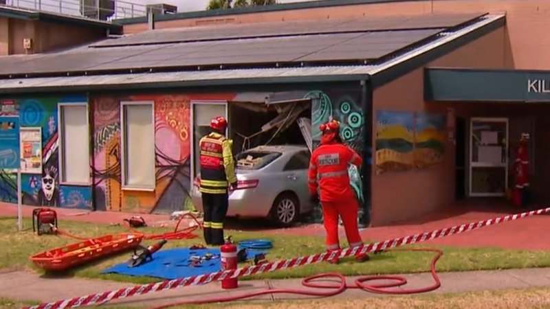 Three injured as car smashes into community centre