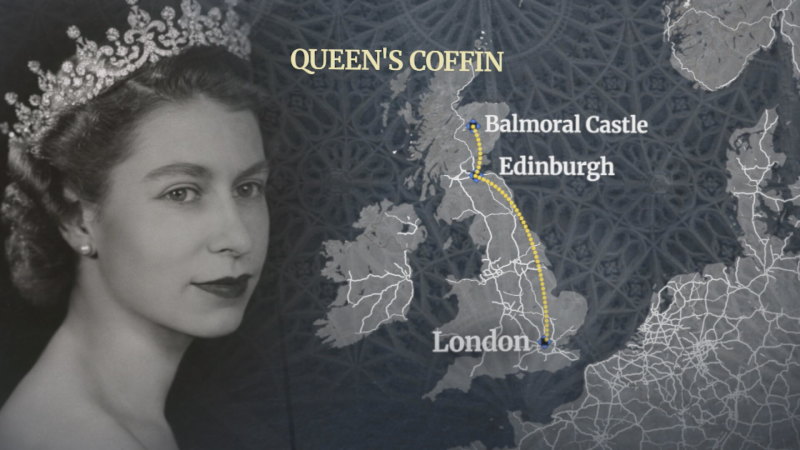 The Queen’s coffin will make the journey from Balmoral to London