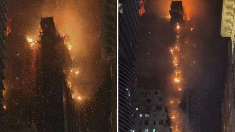 Hong Kong construction site engulfed in flames