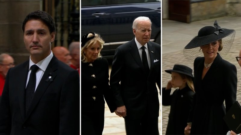 Misafirler, Kraliçe'nin cenaze töreni için Westminster Abbey'e geliyor