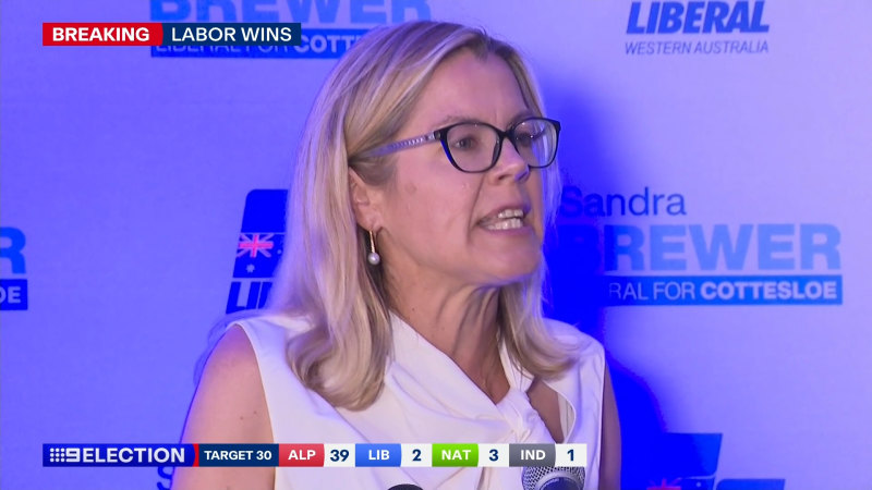 Libby Mettam speaks from Liberal HQ