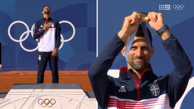 Djokovic all smiles as he finally gets gold medal
