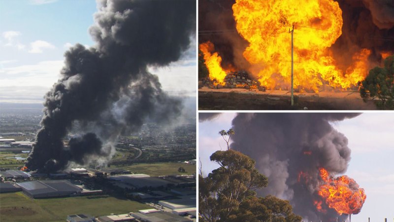 Toxic air warnings remain after major factory fire in Melbourne