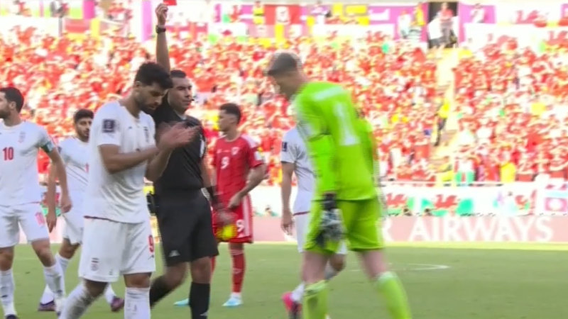 Wales goalie hit with World Cup's first red card