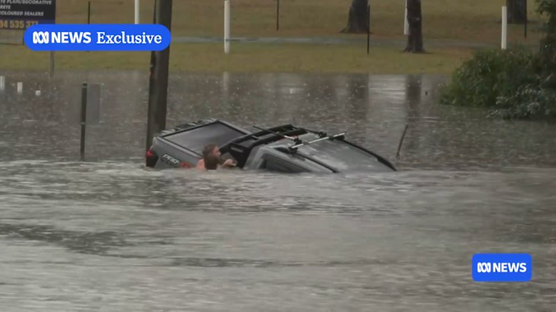 Reporter and stranger rescue man from sinking car