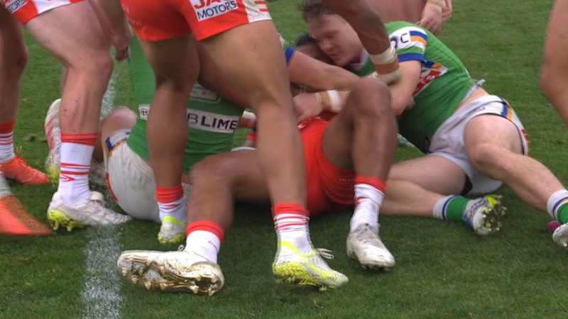 Raiders winger Savelio Tamale replaced after conceding try in horror half vs Dragons