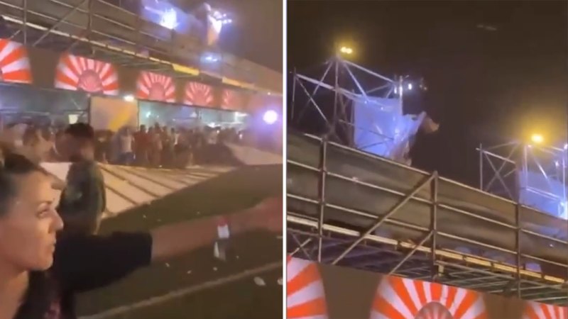 Şiddetli rüzgar festival sahnesinin bir kısmının çökmesine neden oldu