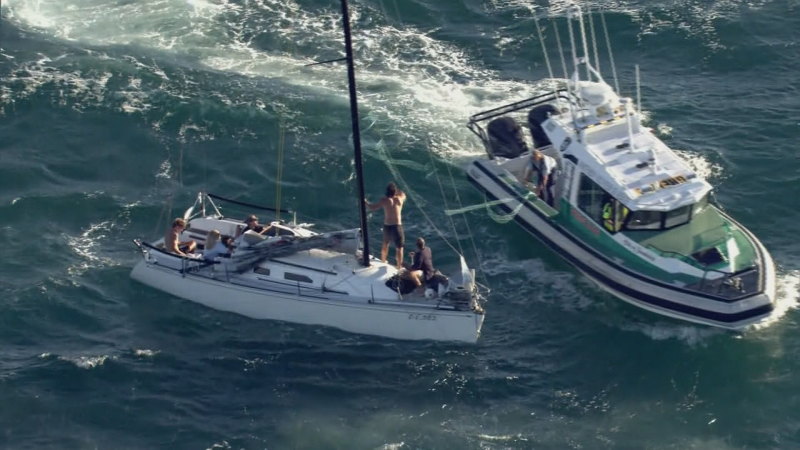 Child hurt by flare as boaties rescued from stricken yacht off Perth
