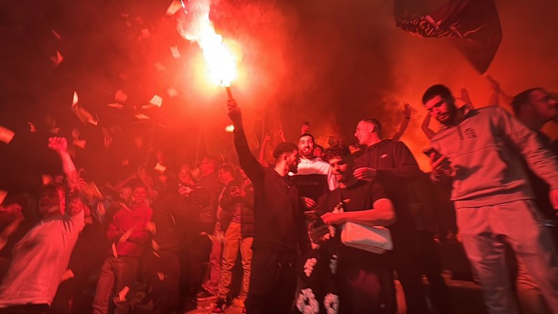 Fans react during the Heidelberg vs Newcastle Jets Australia Cup clash