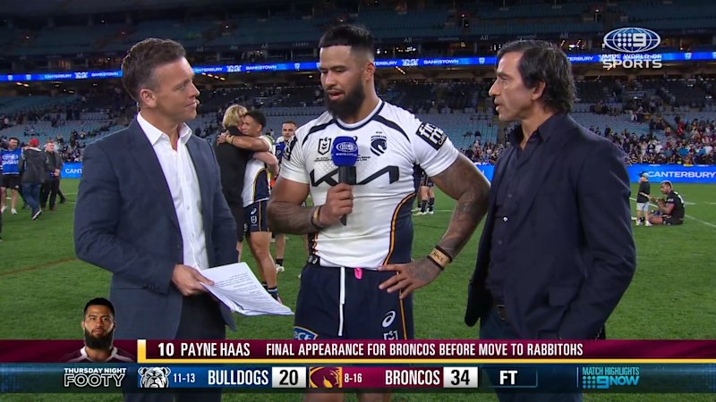 Payne Haas leads Broncos farewell, then speaks after 34-20 win