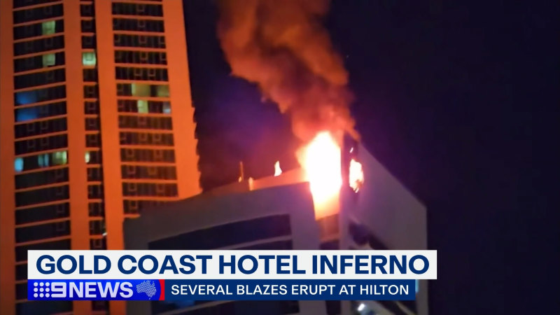 Large fire engulfs Gold Coast high-rise hotel