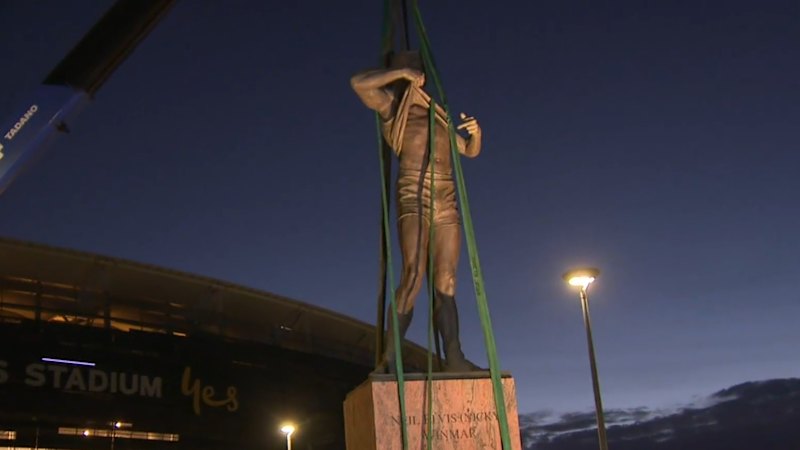 AFL great Nicky Winmar’s statue removed from Optus Stadium