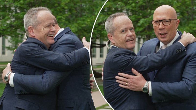 Dutton and Shorten hug on Today