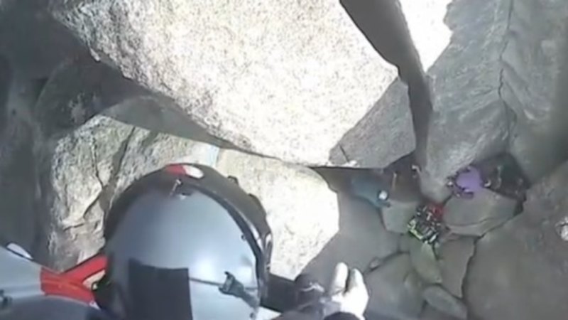 Death-defying rescue after climber falls eight metres