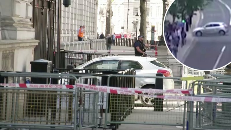 Londra'da Downing Caddesi'nin kapılarına otomobille çarpan adam tutuklandı