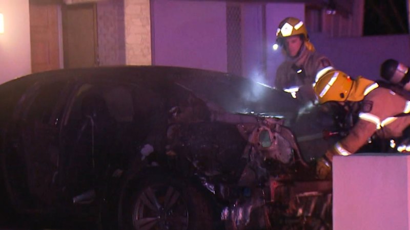 Manhunt for alleged arsonist accused of torching single mum's car