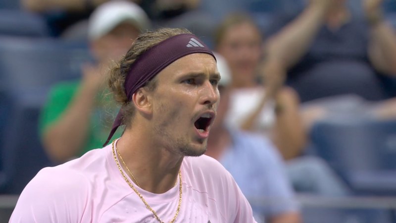 Alexander Zverev erupts at his team after losing serve to Quentin Halys