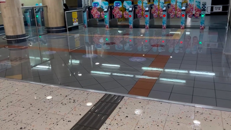 Flooding at Roma Street station in Brisbane’s CBD