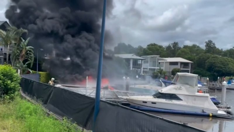 Boat goes up in flames on Queensland river