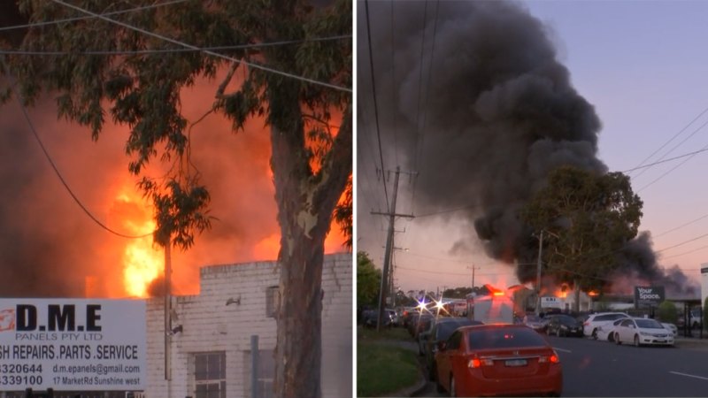 Man hospitalised after mechanic shop fire in Melbourne