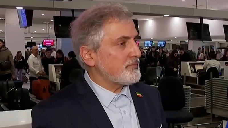 Iranian Ambassador arrives at Sydney Airport to leave the country