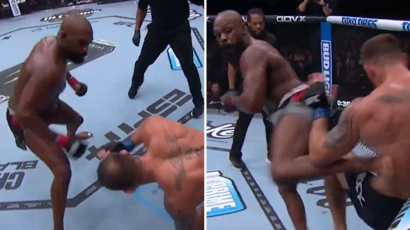 Jones wins with vicious body kick