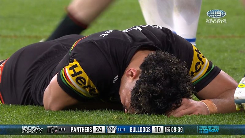 Izack Tago remains sidelined with an injury during Panthers-Bulldogs match