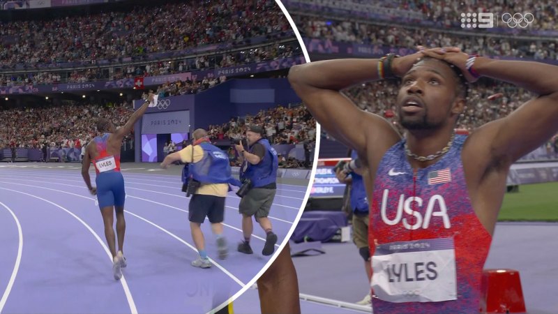 Lyles goes nuts after wild photo finish