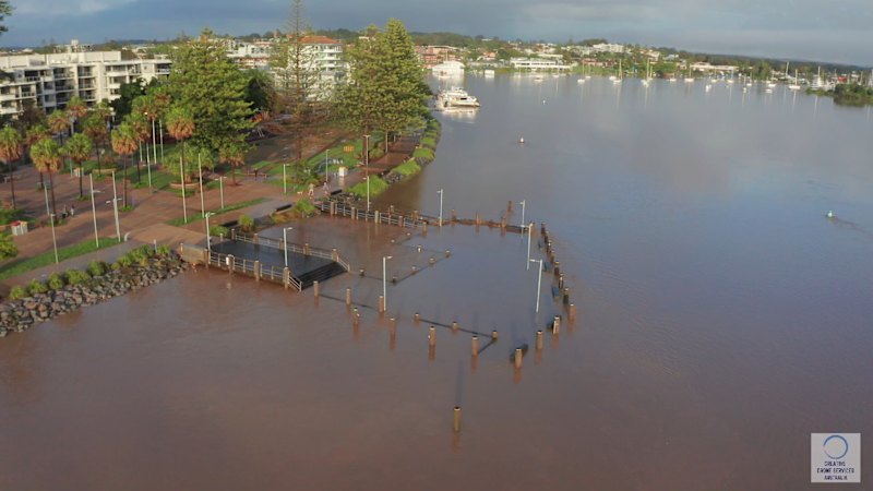 Drone footage shows flood waters Port Macquarie