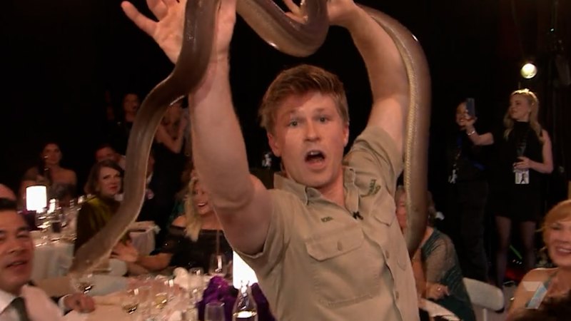 Robert Irwin brings reptiles out during the Logie Awards