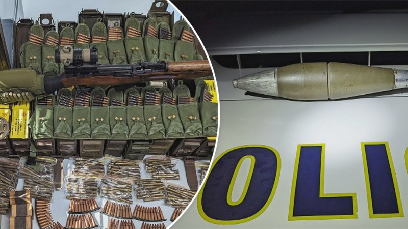 Rifle, crossbow, and inert bomb seized at SA property