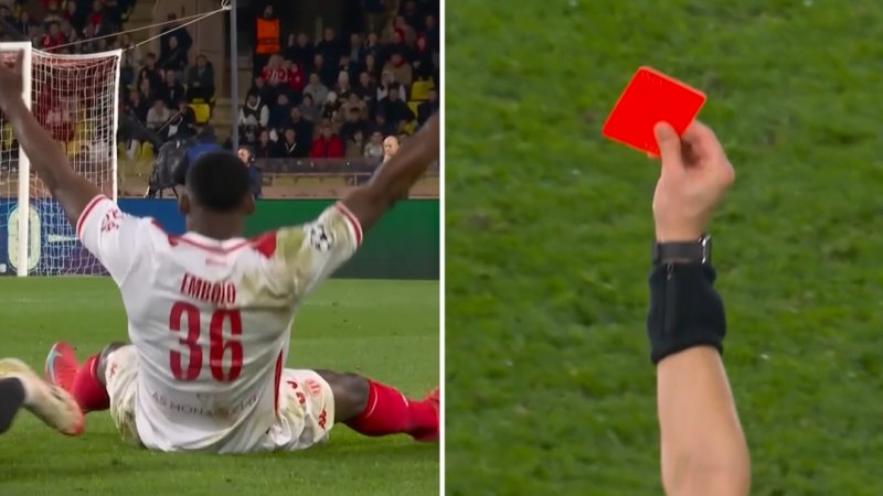 Monaco midfielder cops harsh red card