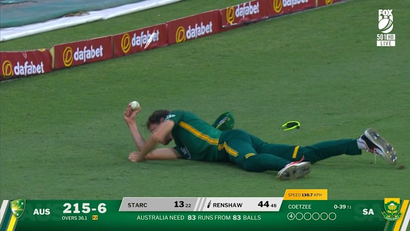 Matthew Renshaw falls for 44 as Marco Jansen takes an outstanding outfield catch