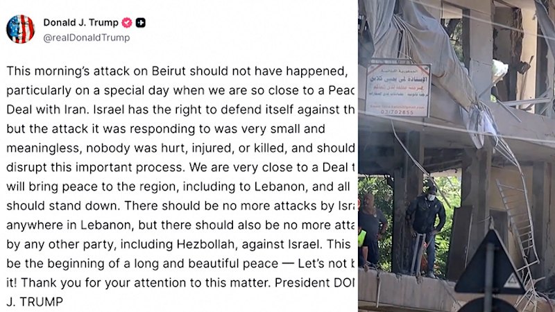 Trump condemns Israel after strike on Lebanon