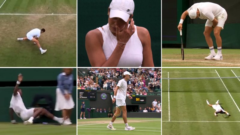 Players have slipped or been injured on the grasscourts at Wimbledon