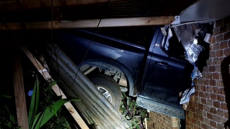 Driver refuses breath test after crashing into roof