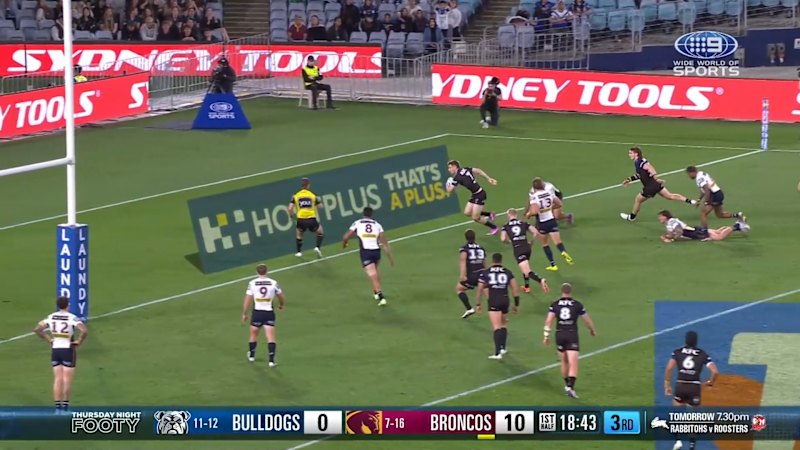 Lachie Galvin scores as Bulldogs face Broncos