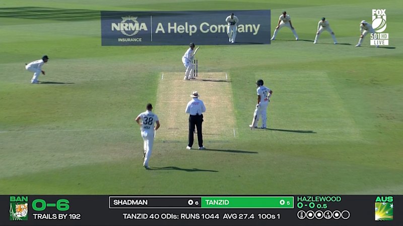 Nathan Lyon drops catch as Tanzid Hasan and Hazlewood build momentum