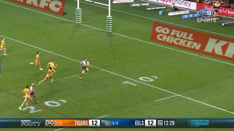 Alex Seyfarth try ruled out after knock-on in Tigers’ clash with Eels