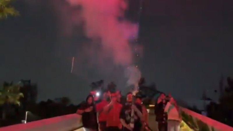 Mexican fans make noise outside England hotel overnight during tournament