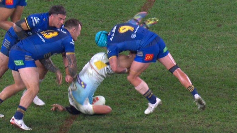 Parramatta hooker's dangerous lifting tackle