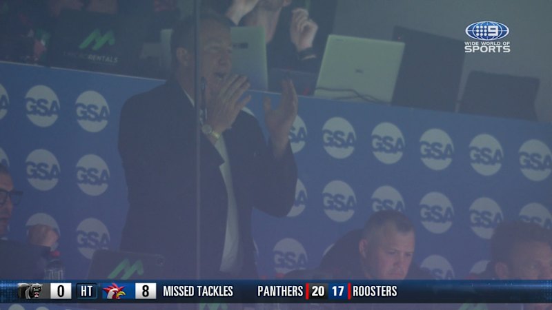 Trent Robinson reacts after Bunker rules out Roosters try