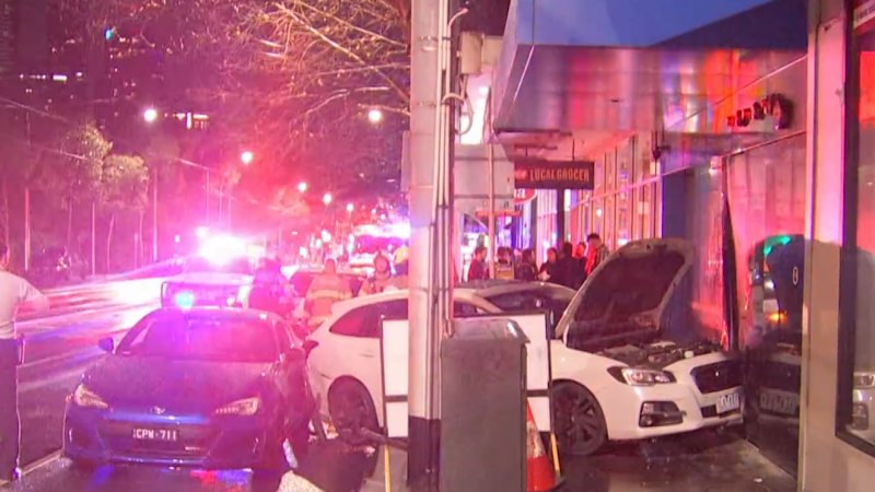 23-year-old arrested after Melbourne CBD car crashes into building
