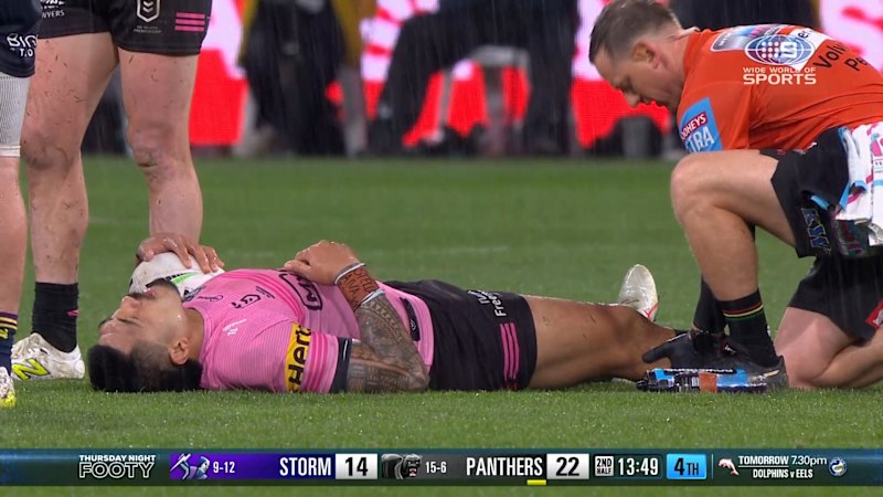 Panthers’ Moses Leota suffers injury scare during match, stays down clutching leg