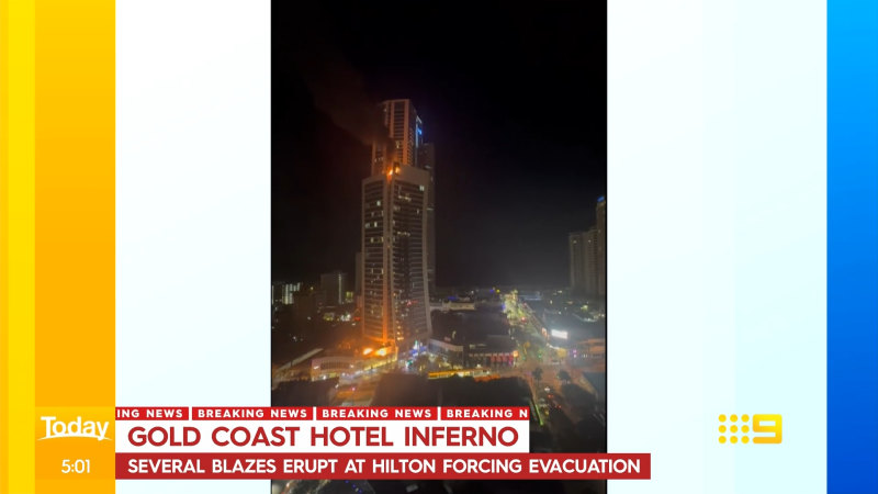 Large fire engulfs Gold Coast high-rise hotel